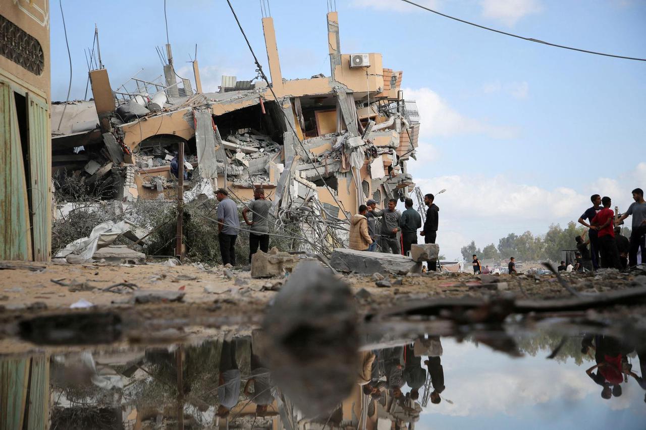 FILE PHOTO: Site of Israeli strikes on houses, in Khan Younis in the southern Gaza Strip