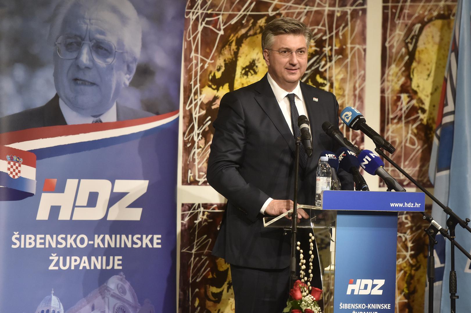 09.03.2024., Sibenik - Premijer i predsjednik stranke Andrej Plenkovic sudjelovao je na svecanom obiljezavanju 34.obljetnice HDZ-a Sibensko-kninske zupanije i grada Sibenika.  Photo: Hrvoje Jelavic/PIXSELL