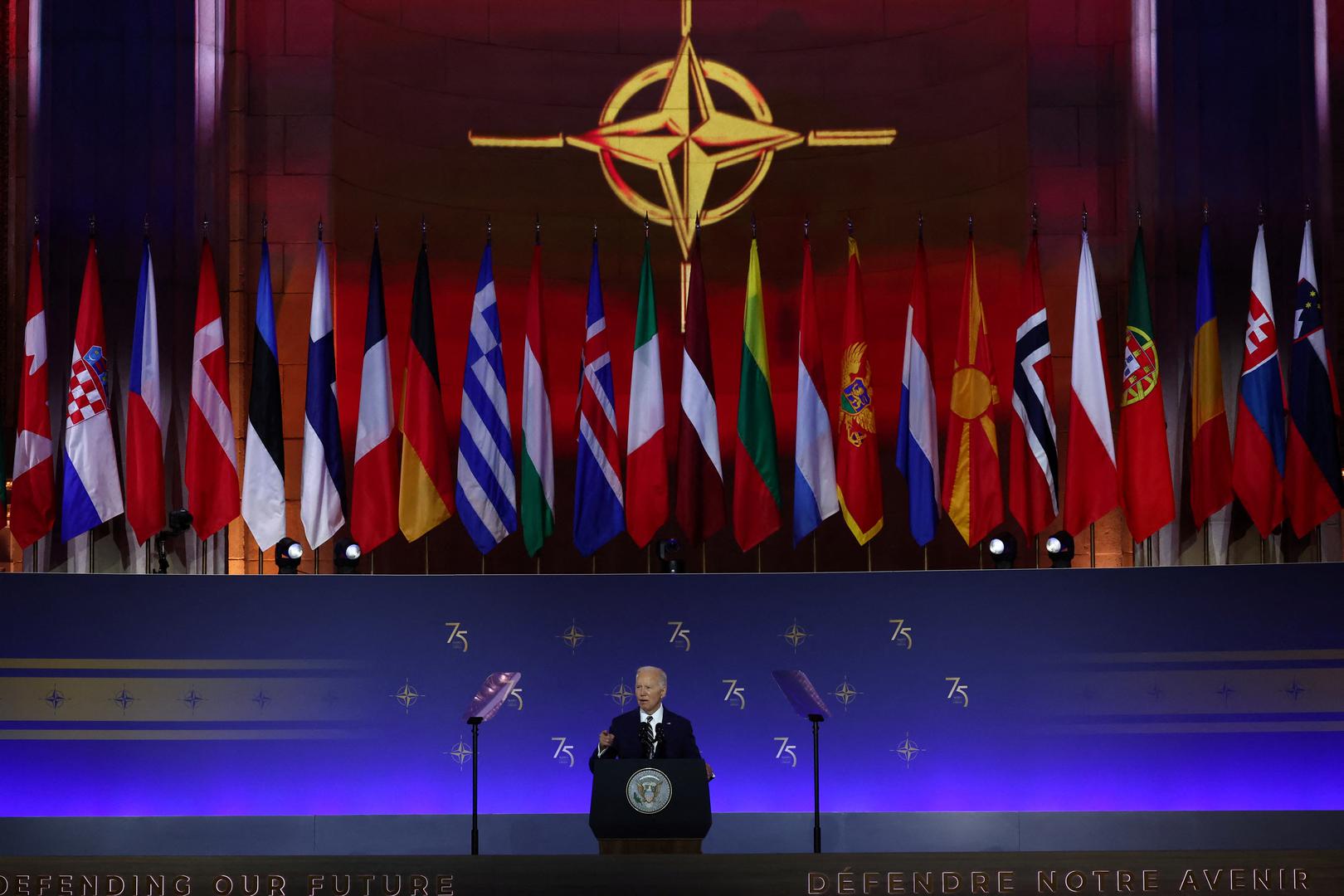 U.S. President Joe Biden speaks at a NATO event to commemorate the 75th anniversary of the alliance, in Washington, U.S., July 9, 2024. REUTERS/Yves Herman Photo: YVES HERMAN/REUTERS