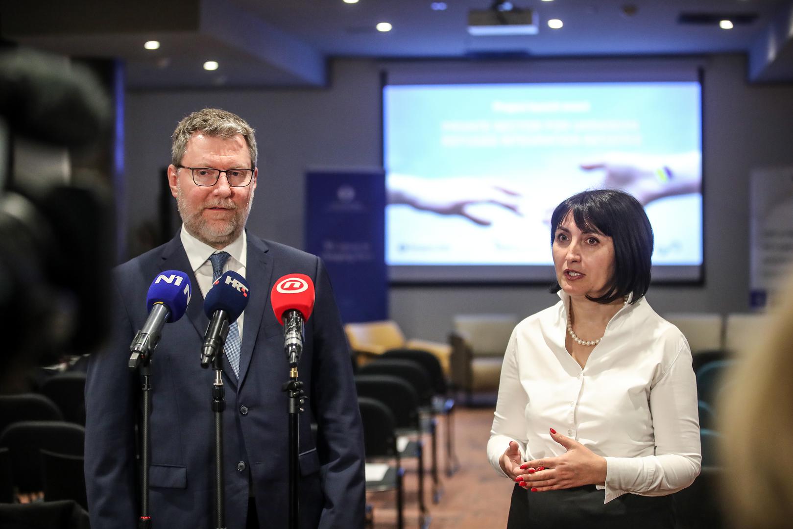 19.04.2023.., Zagreb - Briefing na temu inkluzije i zaposljavanja izbjeglica iz Ukrajine u Hrvatskoj, benefita za domace trziste rada. Sudjelovali su Victoria Zinchuk, regionalna direktorica za centralnu Europu, EBRD, Katharine Chang, predstavnica TaiwanBusiness - EBRD Fonda za tehnicku suradnju i voditeljica misije, Taipei ured za gospodarstvo i kulturu u Becu Iryna Pronenko, strucnjakinja za zaposljavanje, udruga SVOJA Ivan Blazevic, direktor, zaklada Solidarna Petra Glasnovic, izvrsna direktorica ljudskih potencijala, Mlinar Michal Halwa, clan Uprave za financije, Studenac.   Photo: Slavko Midzor/PIXSELL