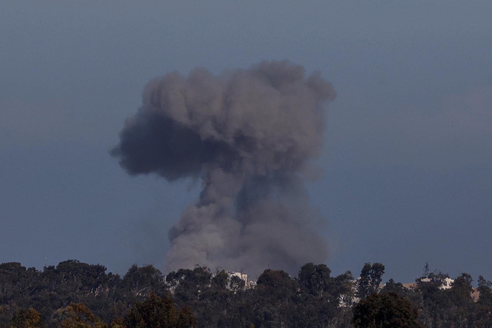 Smoke rises over Gaza during Israeli strikes, amid the ongoing conflict between Israel and the Palestinian Islamist group Hamas, as seen from southern Israel, January 13, 2024. REUTERS/Tyrone Siu Photo: TYRONE SIU/REUTERS