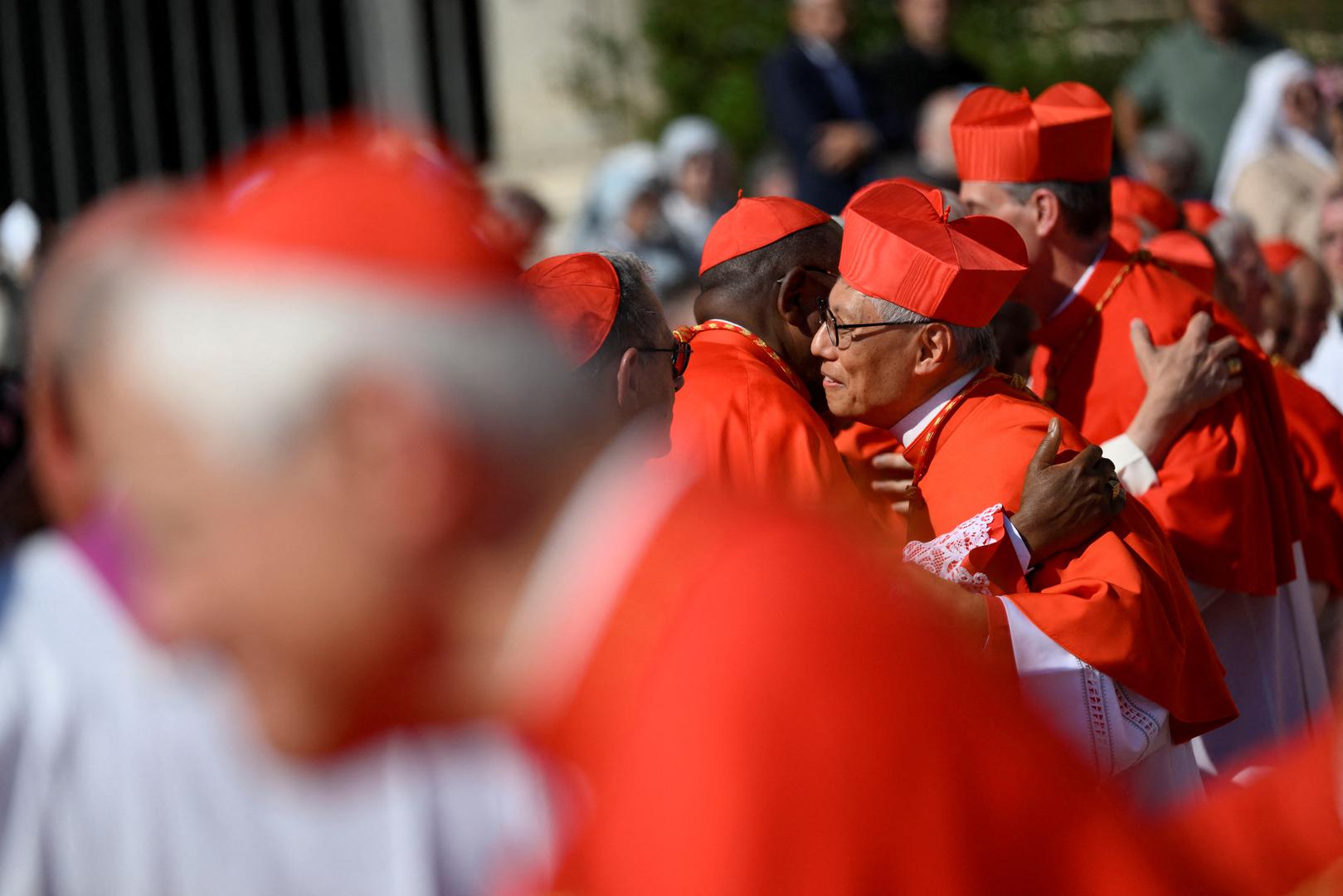 Clergy members attend a consistory ceremony, led by Pope Francis, to elevate Roman Catholic prelates to the rank of cardinal, in Saint Peter's square at the Vatican, September 30, 2023.    Vatican Media/Simone Risoluti/­Handout via REUTERS    ATTENTION EDITORS - THIS IMAGE WAS PROVIDED BY A THIRD PARTY. Photo: VATICAN MEDIA/REUTERS