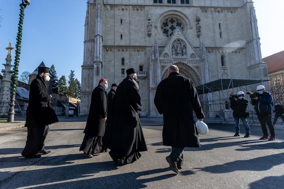 Josip Bozanić i Porfirije Perić obišli zagrebačku katedralu stradalu u potresu