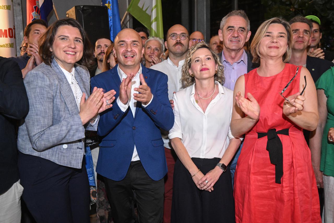 Zagreb: Slavlje i izjava za medije u stožeru stranke Možemo! nakon rezultata izbora za Europski parlament