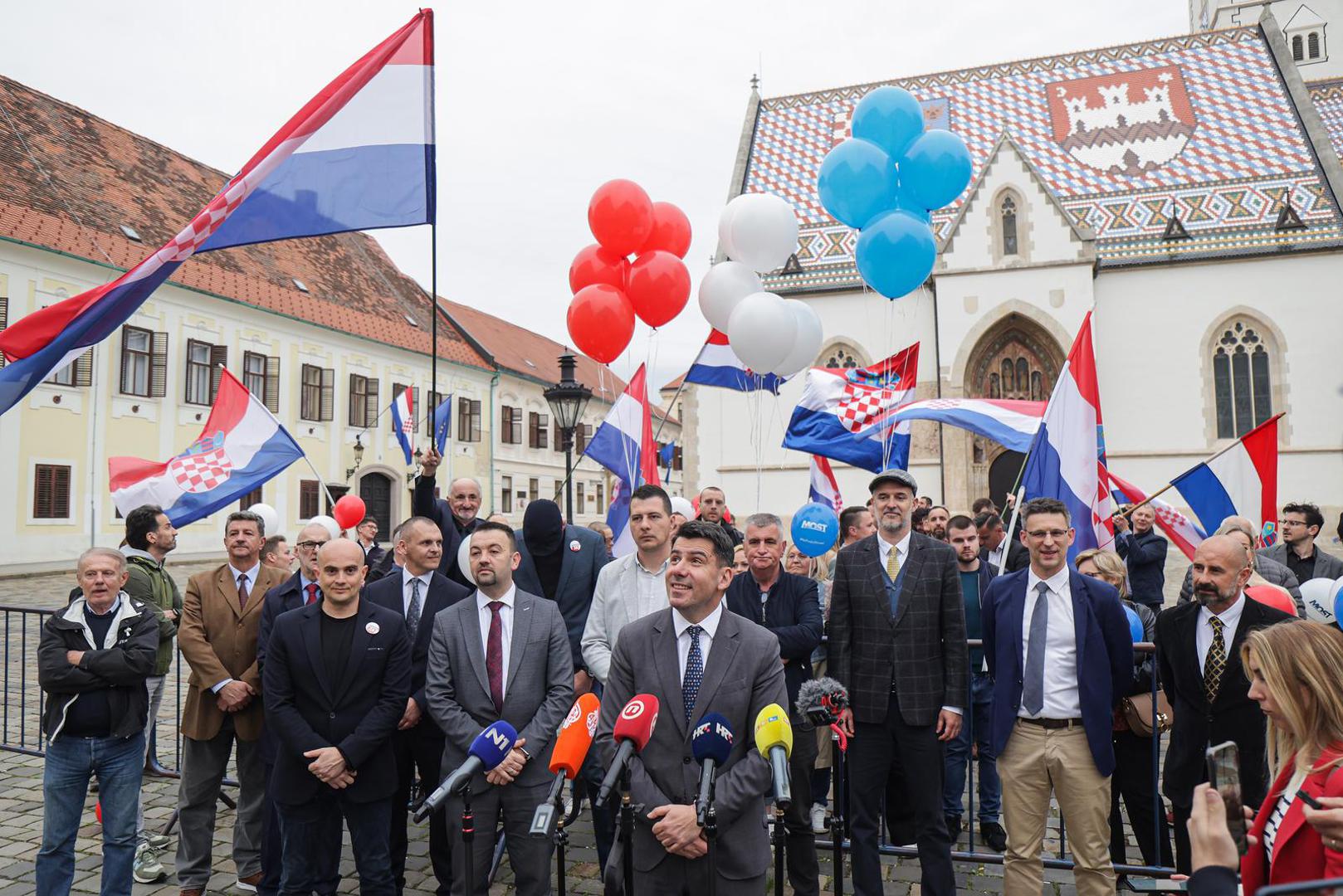 26.03.2024., Zagreb - Predaja Drzavnom izbornom povjerenstvu prijedloga lista i kandidata za parlamentarne izbore - Most, Hrvatski suverenisti, Nezavisna lista mladih i Hrvatske konzervativne stranke. Nikola Grmoja. Photo: Luka Stanzl/PIXSELL