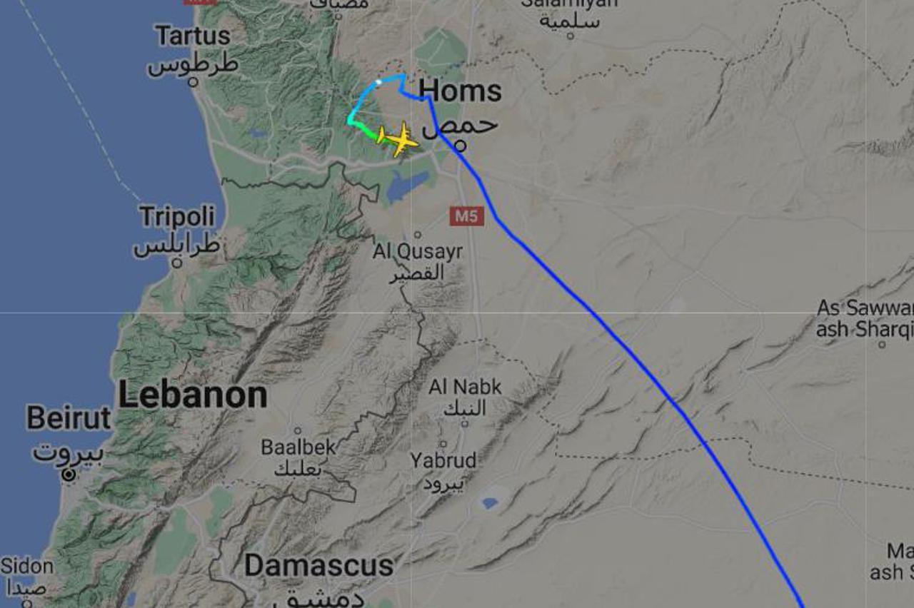 Ruta leta zrakoplova za koji se vjeruje da je u njemu bio i sirijski predsjednik Bašar al-Asad