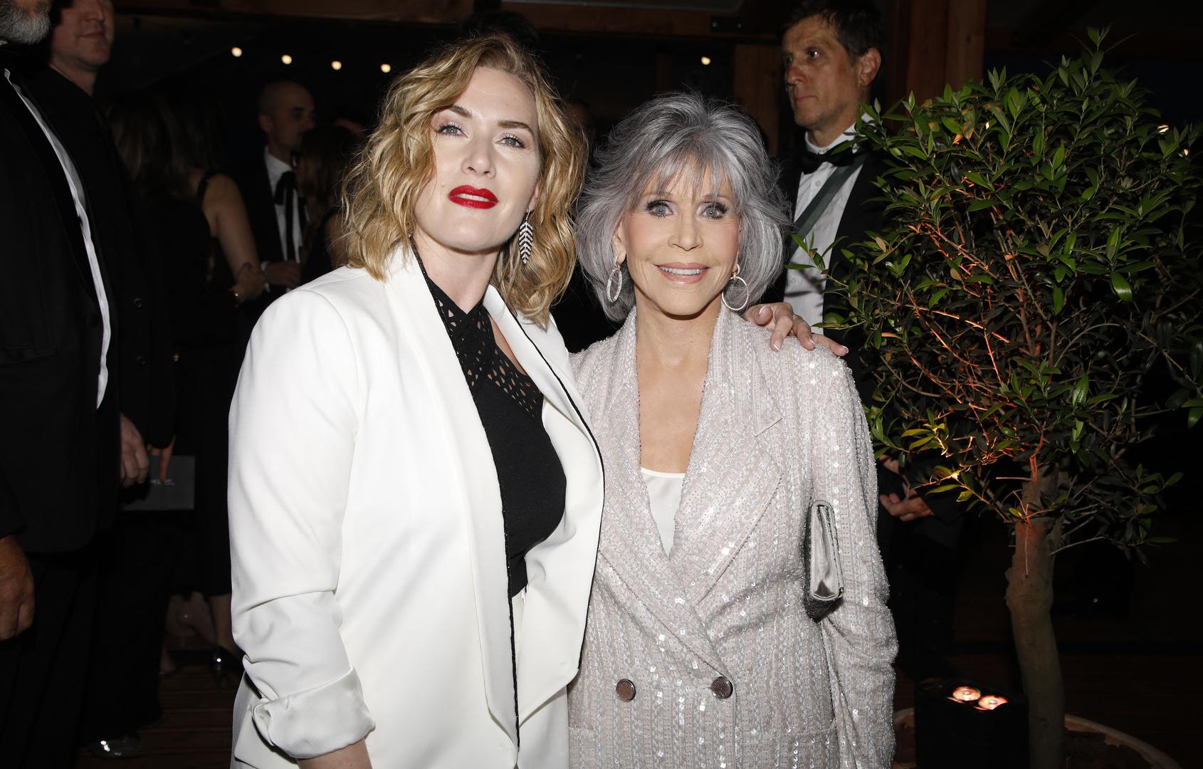 Kate Winslet et Jane Fonda à la soirée "Lights On Women Award" organisé par L'Oréal Paris lors du 76ème Festival International du Film de Cannes, le 26 mai 2023. © Denis Guignebourg/Bestimage Celebrities at the "Lights On Women Award" party organized by L'Oréal Paris during the 76th Cannes International Film Festival, May 26, 2023. Photo: Denis Guignebourg / Bestimage/BESTIMAGE