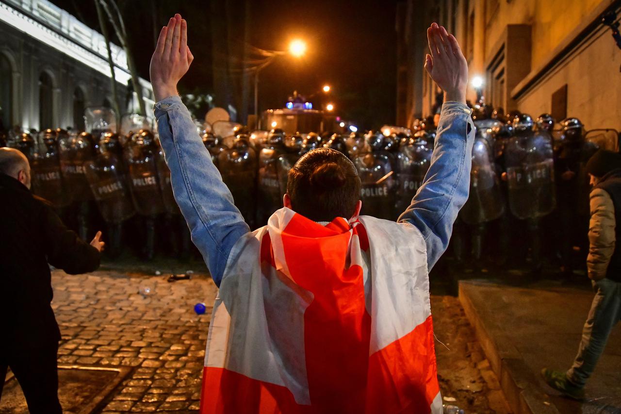 People protest against the "foreign agents" law in Tbilisi