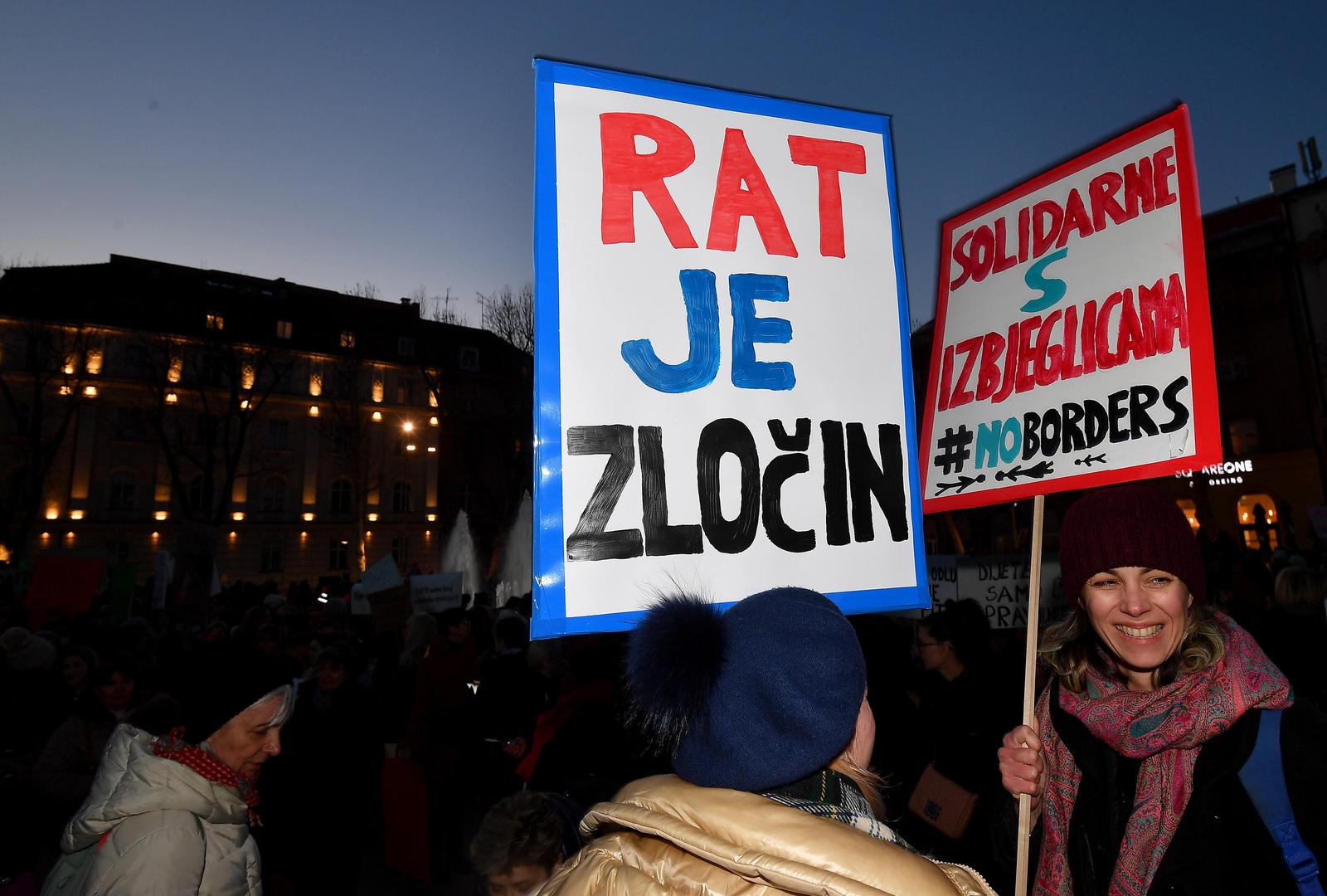 08.03.2022., Zagreb - Na Trgu zrtava fasizma odrzan prosvjedni mars pod parolom Danas mars, sutra strajk. Photo: Marko Lukunic/PIXSELL