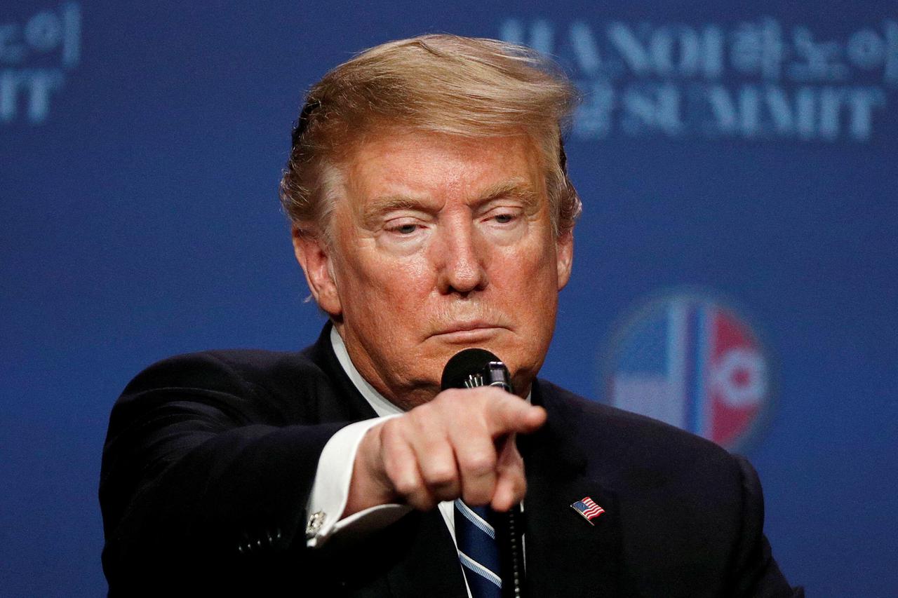 FILE PHOTO: U.S. President Donald Trump attends a news conference in Hanoi