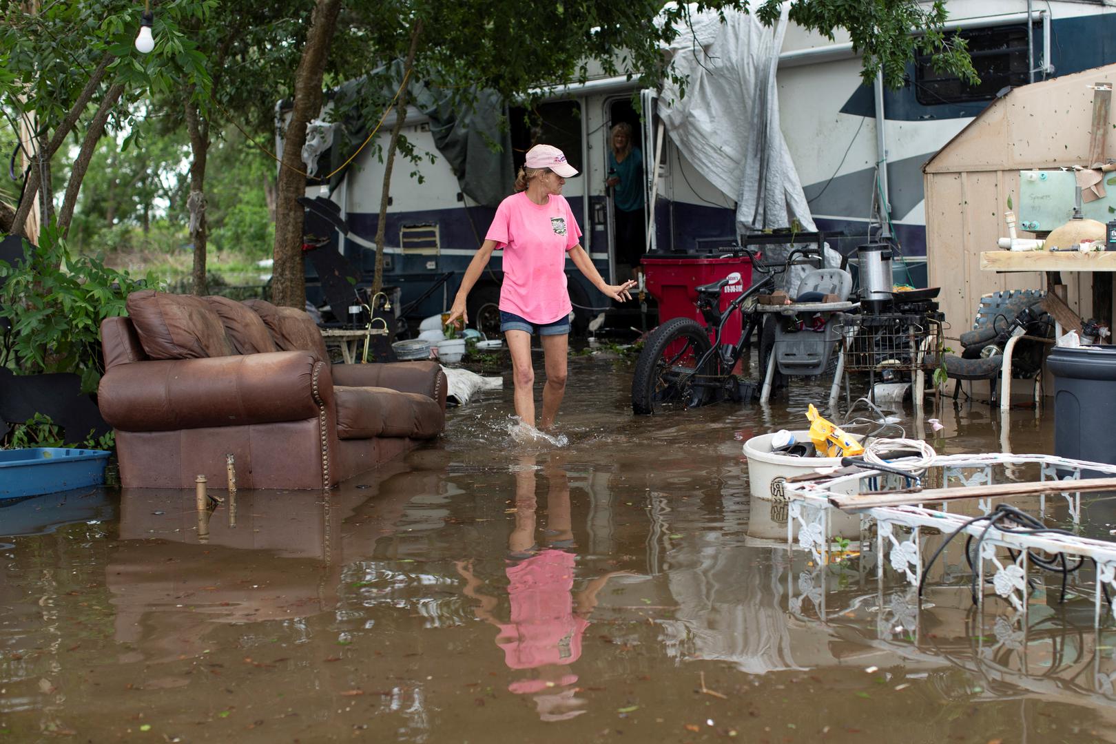 Rhonda Bricker checks on her mother's flooded home after Hurricane Beryl moved through the area in Bay City, Texas, U.S. July 8, 2024.  REUTERS/Kaylee Greenlee Beal Photo: KAYLEE GREENLEE BEAL/REUTERS