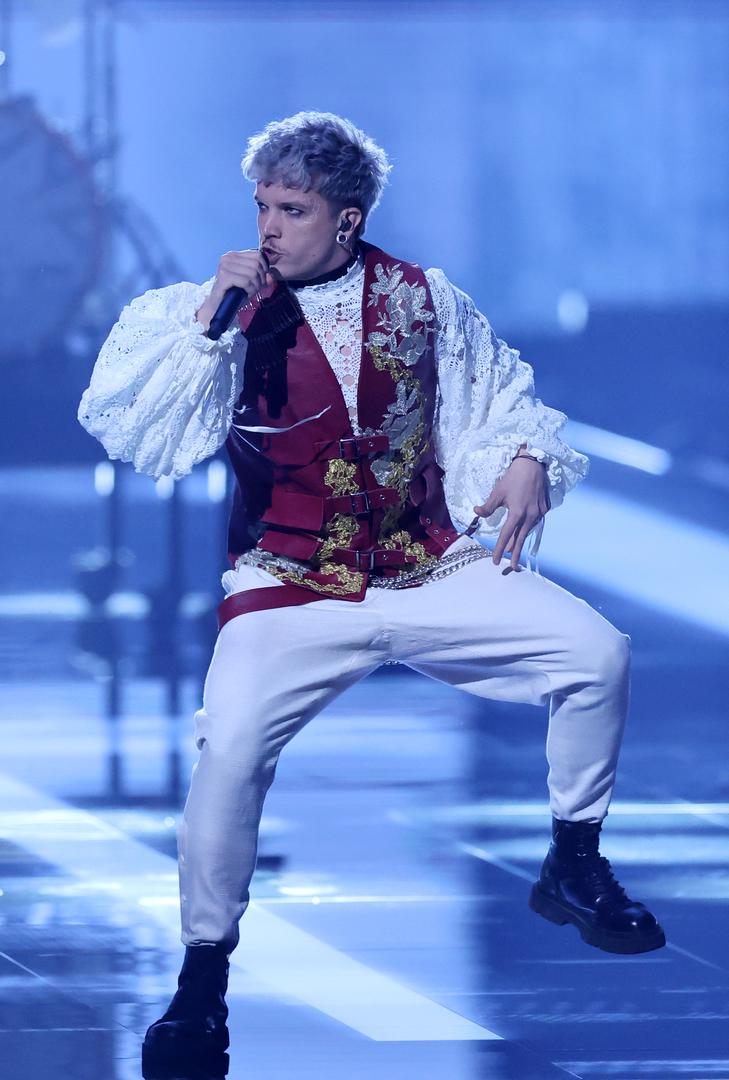 06.05.2024., Malmo, Svedska - Hrvatski predstavnik na Eurosongu Baby Lasagna, pravim imenom Marko Purisic na probi u Malmo Areni uoci prve polufinalne veceri Eurosonga.  Photo: Sanjin Strukic/PIXSELL