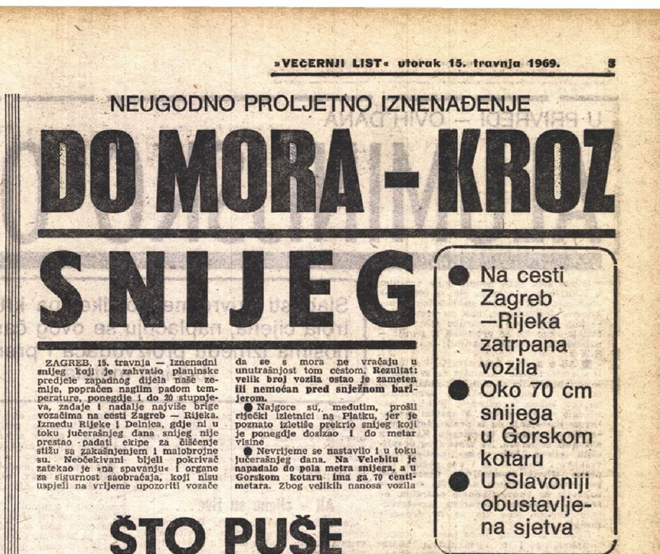 Snijeg u Gorskom kotru 1969.