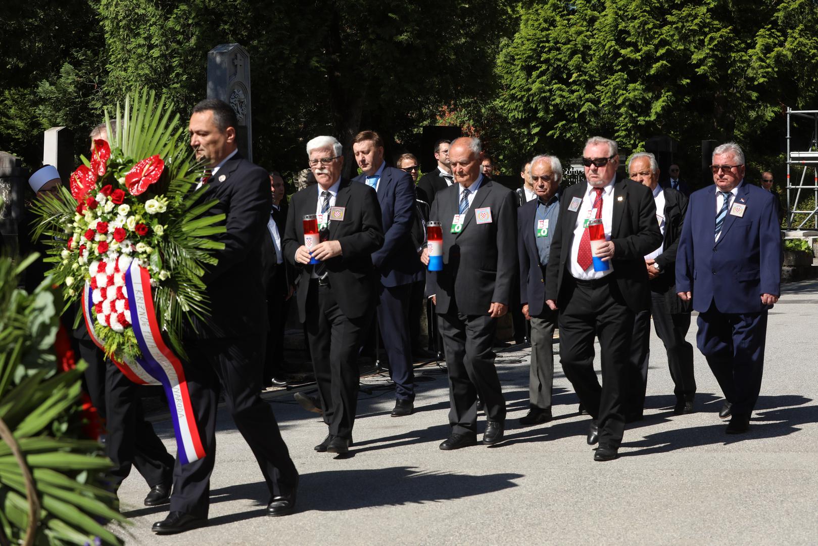 18.05.2024., Zagreb - Komemoracija za zrtve Bleiburske tragedije i Kriznog odrzana je kod Sredisnjeg kriza na groblju Mirogoj. Milan Kovac, Vice Vukojevic, Vladimir Seks Photo: Robert Anic/PIXSELL