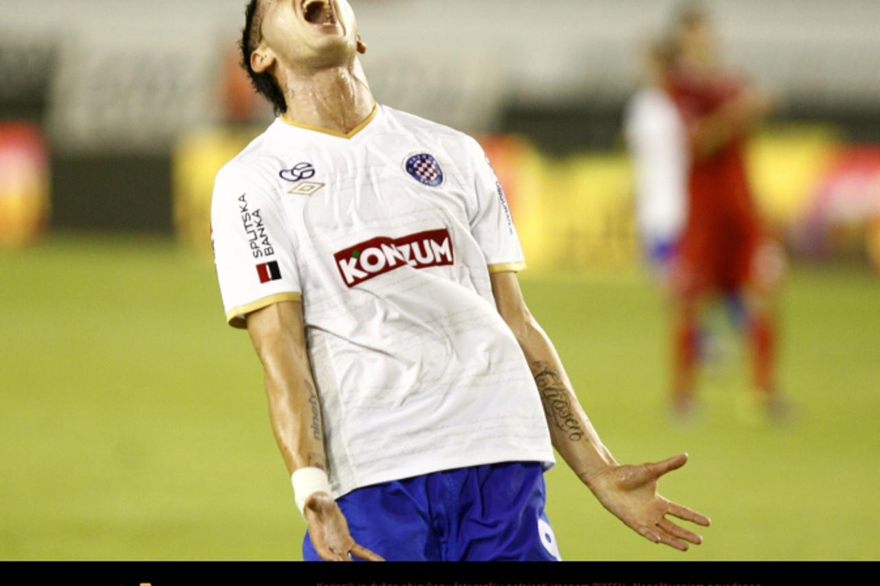 '21.08.2011., Poljud, Split - Nogometna utakmica 5. kola Prve HNL izmedju NK Hajduk i NK Zagreb. Anas Sharbini nije imao srece u prvom poluvremenu. Photo: Ivo Cagalj/PIXSELL'