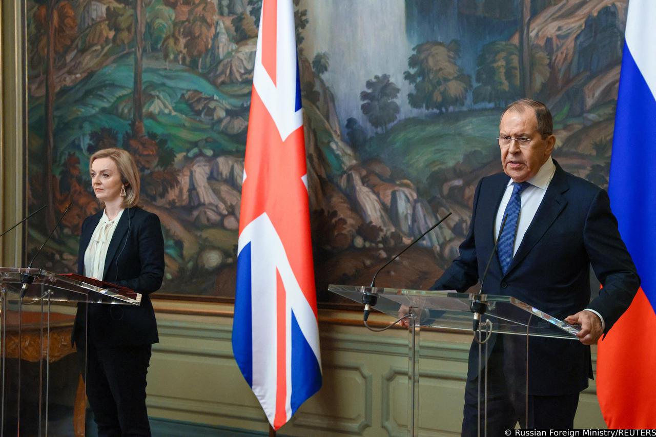 Russian Foreign Minister Sergei Lavrov meets with British Foreign Secretary Liz Truss in Moscow