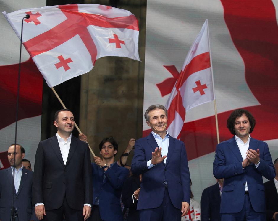 FILE PHOTO: A pro-government rally in support of a bill on "foreign agents" in Tbilisi