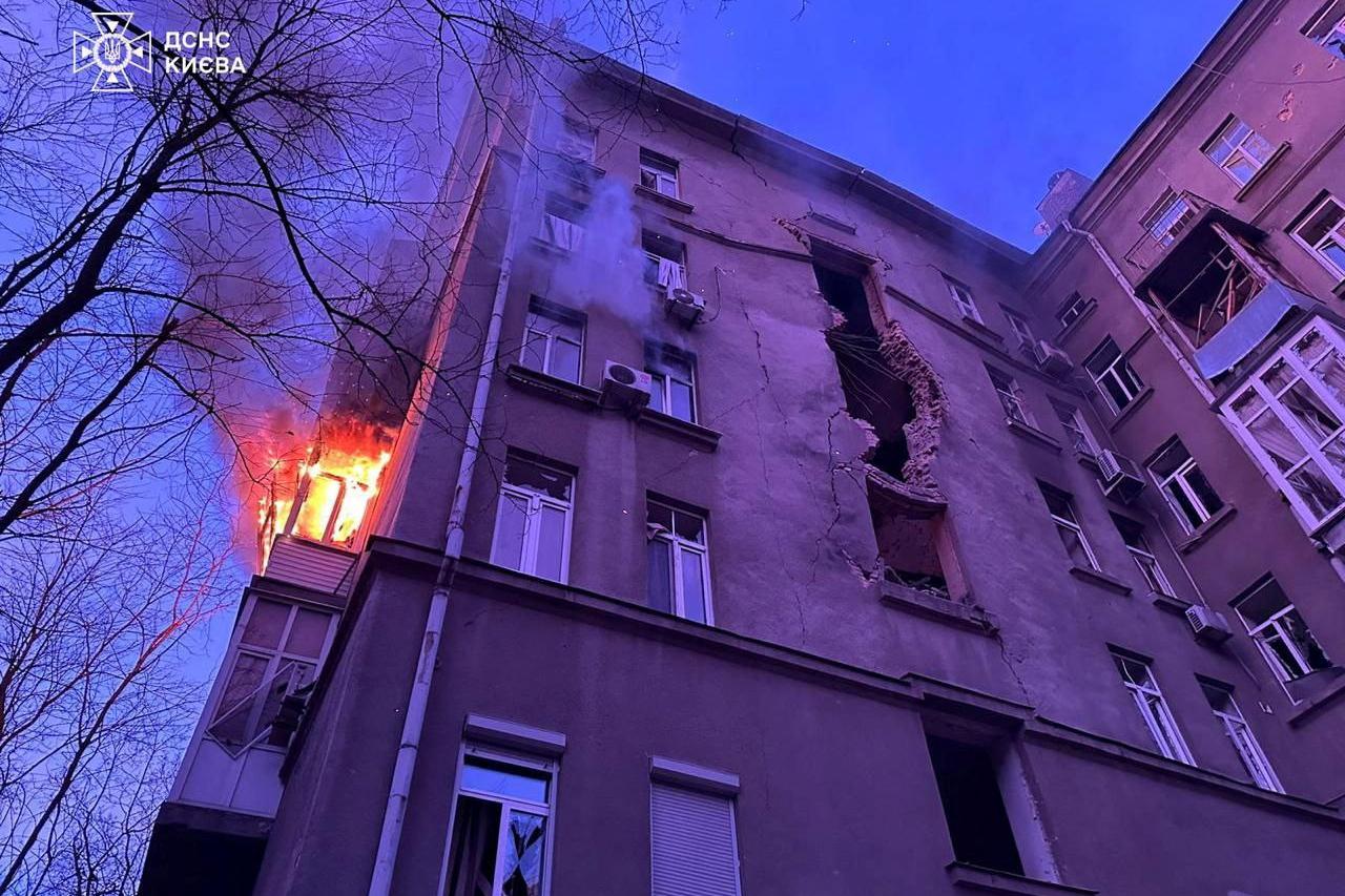 Aftermath of a Russian drone attack in Kyiv