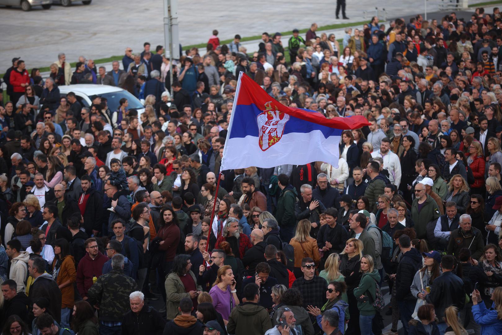 08.05.2023., Beograd, Srbija - Na platou ispred Narodne skupstine organiziran je prosvjedni skup "Srbija protiv nasilja" kako bi se izborili da se tragicni dogadjaji vise ne ponove. Na skupu su dobrodosli svi no uvjet je da izostane obracanje politicara. Photo: Armin Durgut/PIXSELL