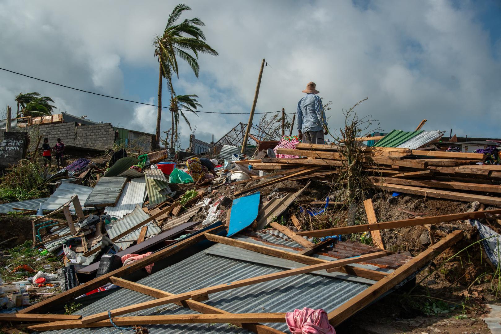 A scene of devastation after the cyclone Chido hit France’s Indian Ocean territory of Mayotte, on December 14, 2024 in the Bandrajou Kaweni district of the capital Mamoudzou. At least several hundred people are feared to have been killed after the worst cyclone in almost a century ripped through the French Indian Ocean territory of Mayotte on Saturday, uprooting trees, tearing houses apart and pounding the impoverished archipelago’s already weak infrastructure. Rescuers have been dispatched to the islands, which lie between the coast of Mozambique and Madagascar, but their efforts are likely to be hindered by damage to airports and electricity distribution in an area where clean drinking water is subject to chronic shortages. Photo by David Lemor/ABACAPRESS.COM Photo: Lemor David/ABACA/ABACA