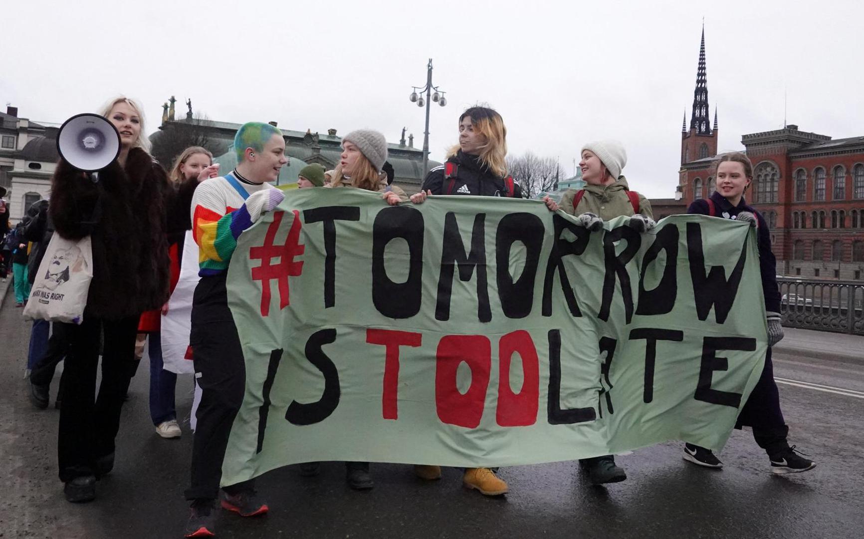 People attend a protest as part of the Global Climate Strike of the movement 'Fridays for Future', in Stockholm, Sweden March 3, 2023. REUTERS/Tom Little Photo: STAFF/REUTERS