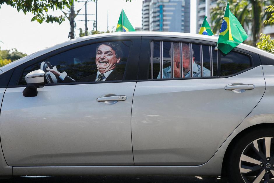 Brazilian President Jair Bolsonaro leads a motorcade rally in Manaus