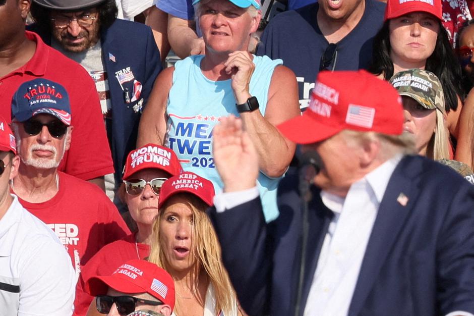 Republican presidential candidate Donald Trump holds a campaign rally in Butler