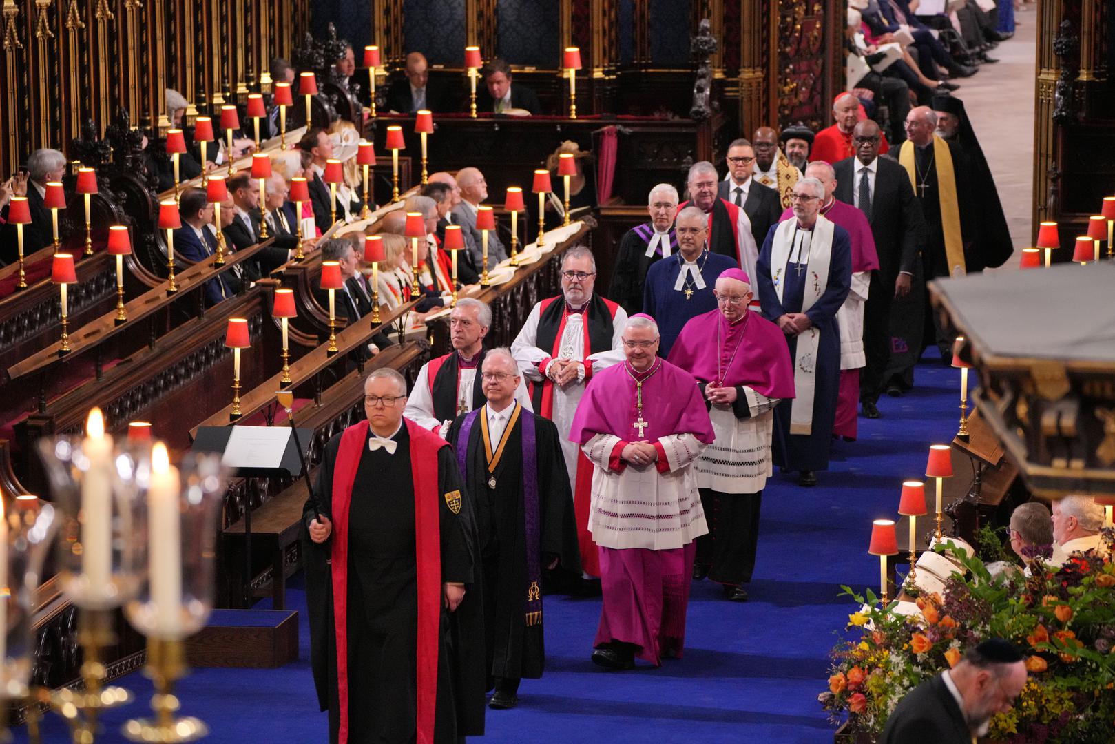 Faith leaders and faith representatives in the procession through Westminster Abbey ahead of the coronation ceremony of King Charles III and Queen Camilla in London. Picture date: Saturday May 6, 2023. Photo: Aaron Chown/PRESS ASSOCIATION