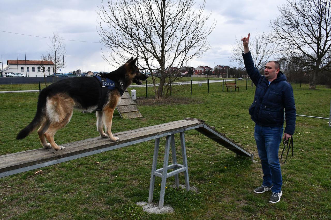 Slavonski Brod - Policijski službenik kriminalističke policije Vlatko Marić sa službenim policijskim psom