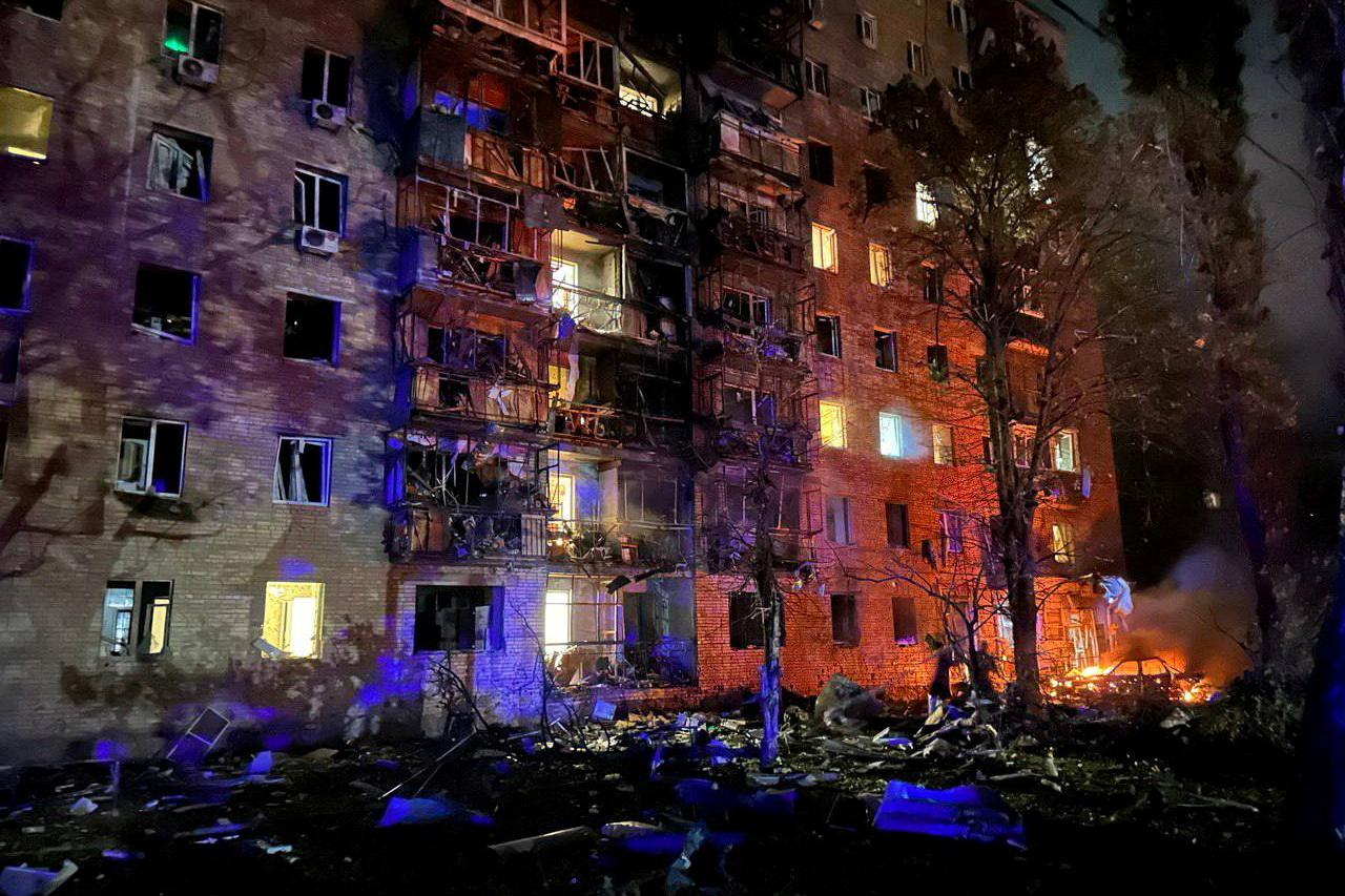 FILE PHOTO: A view shows a damaged apartment building in Kursk