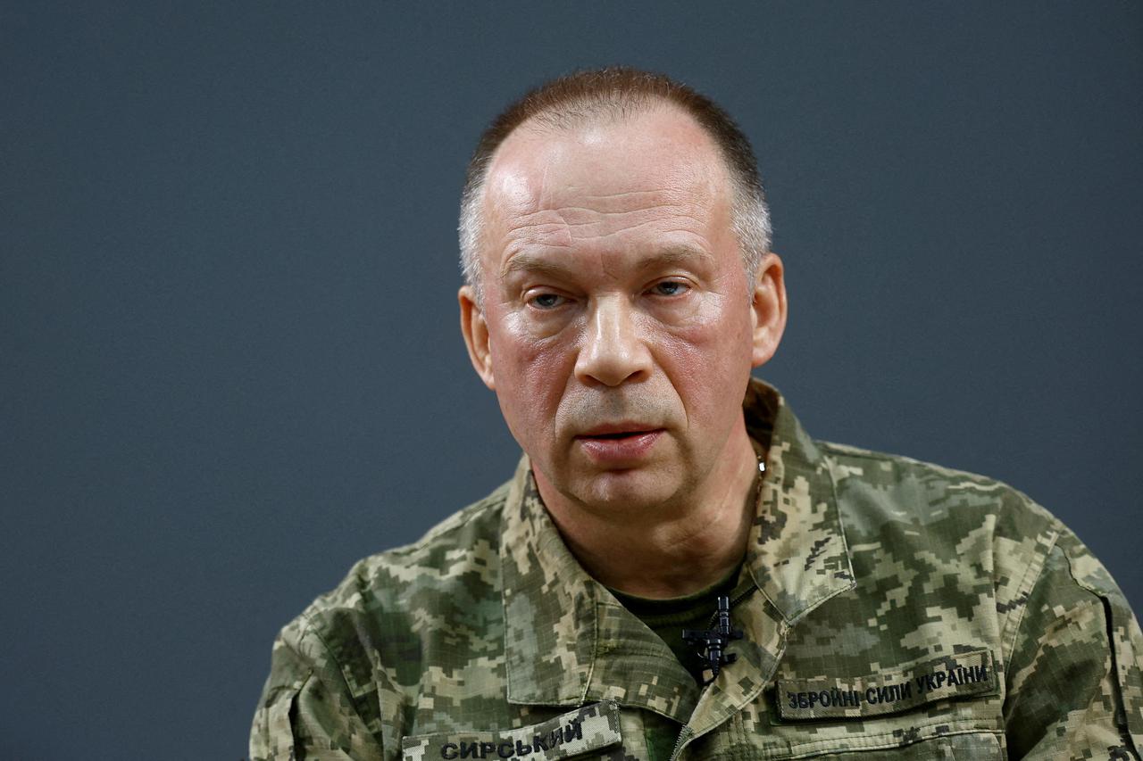 FILE PHOTO: Commander of the Ukrainian Ground Forces Syrskyi attends an in interview with Reuters in Kharkiv region