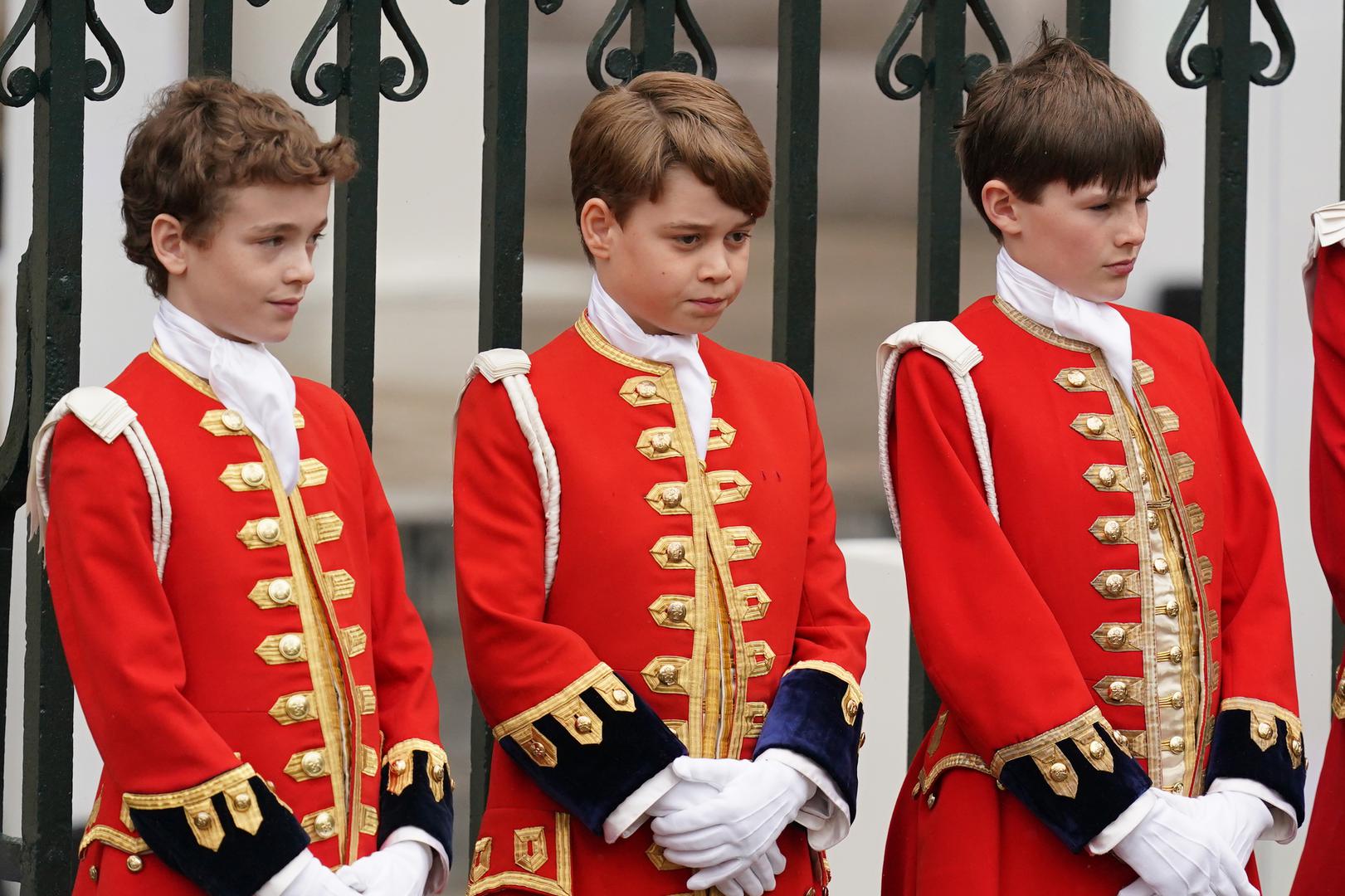 Prince George (centre) ahead of the coronation ceremony of King Charles III and Queen Camilla at Westminster Abbey, central London. Picture date: Saturday May 6, 2023. Photo: Jacob King/PRESS ASSOCIATION