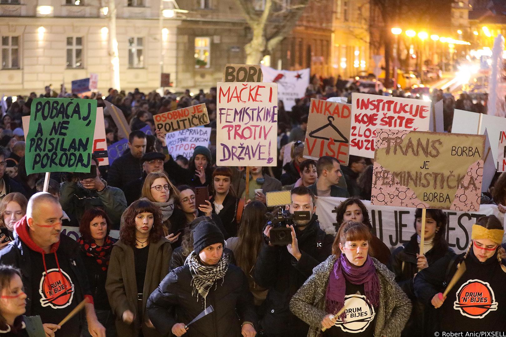 08.03.2023., Zagreb - U povodu Medjunarodnog dana zena osmomartovski Nocni mars pod imenom Strajk u kuhinji, strajk na ulici zapoceo je okupljanjem na Trgu zrtava fasizma.  Photo: Robert Anic/PIXSELL