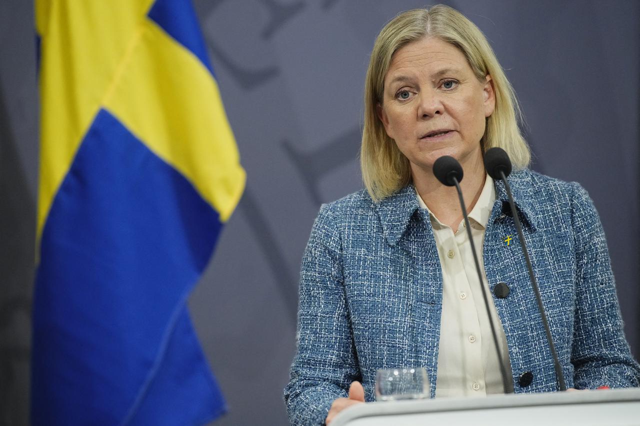 Sweden's PM Andersson attends a news conference at the Prime Minister's Office, in Copenhagen