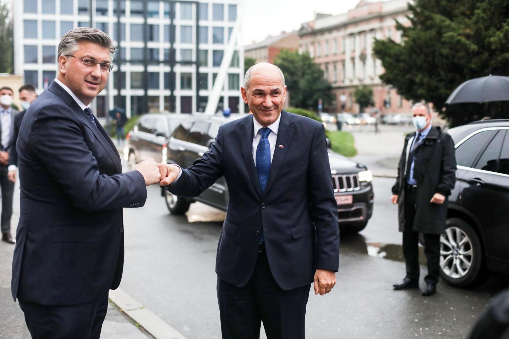 29.05.2021., Zagreb - U Hrvatskom narodnom kazalistu odrzan je svecani koncert povodom Dana drzavnosti. Predsjednik Vlade RH Andrej Plenkovic, slovenski premijer Janez Jansa Photo: Marin Tironi/PIXSELL