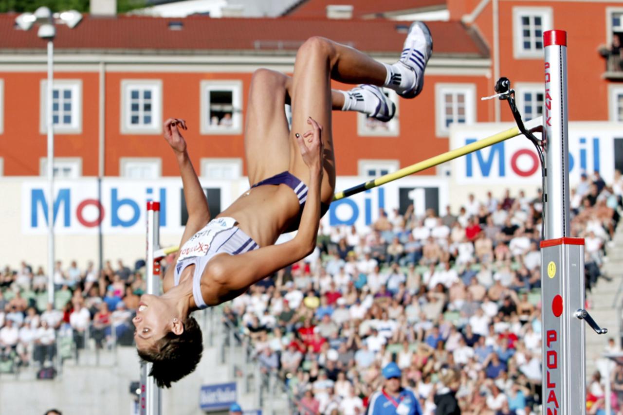 'Croatia\'s Blanka Vlasic competes in the women\'s high jump event at the Bislett Games on June 4, 2010 in Oslo.    AFP PHOTO/ SCANPIX/ SARA JOHANNESSEN   ***NORWAY OUT*** '