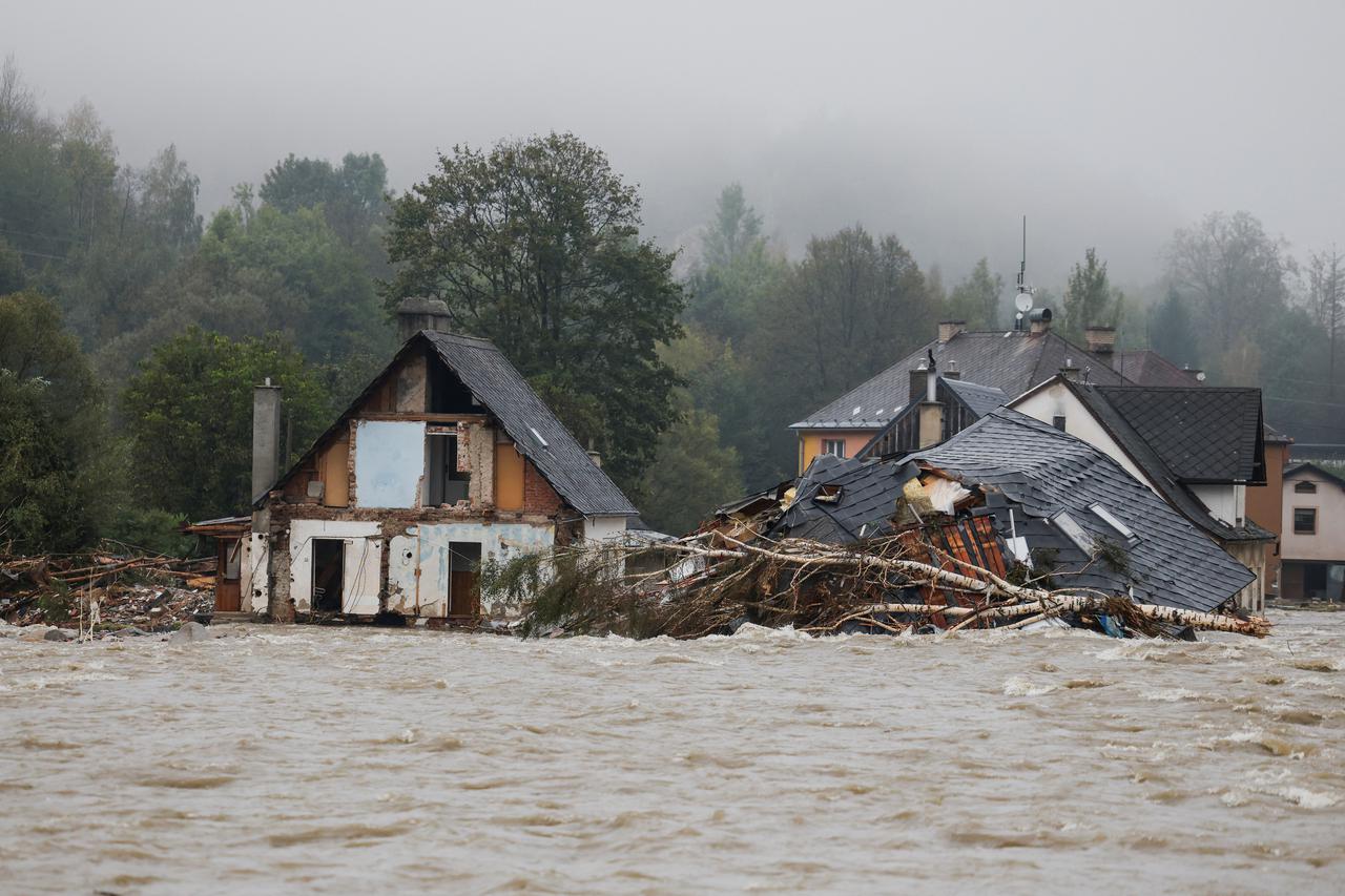 A view of damaged houses, in the aftermath of flooding following heavy rainfalls, in Jesenik, Czech Republic