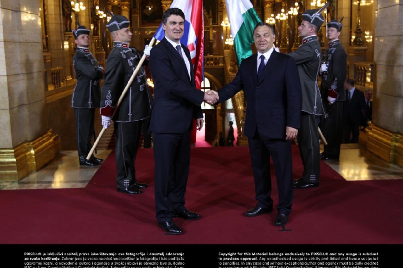 '07.05.2012. Budimpesta - Predsjednik Vlade RH Zoran Milanovic susreo se sa madjarskim premijerom Viktorom Orbanom u madjarskom parlamentu.  Photo: Boris Scitar/VLM/PIXSELL'