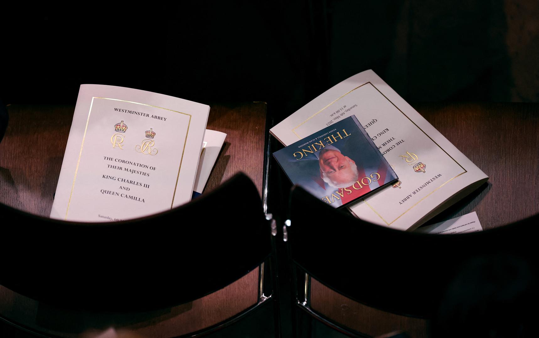 Order of service booklets for the coronation of King Charles III and Queen Camilla at Westminster Abbey, London. Picture date: Saturday May 6, 2023. Photo: Phil Noble/PRESS ASSOCIATION