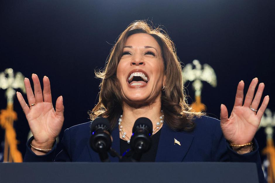 U.S. Vice President Kamala Harris attends a campaign event in West Allis, Wisconsin