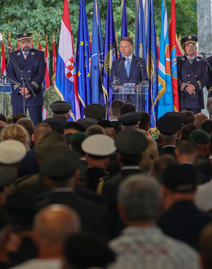 05.08.2023., Knin - Svecano obiljezavanje 28. obljetnice Oluje u Kninu. Predsjednik Sabora Gordan Jandrokovic drzi govor na centralnoj proslavi na trgu u Kninu. Photo: Zvonimir Barisin/PIXSELL