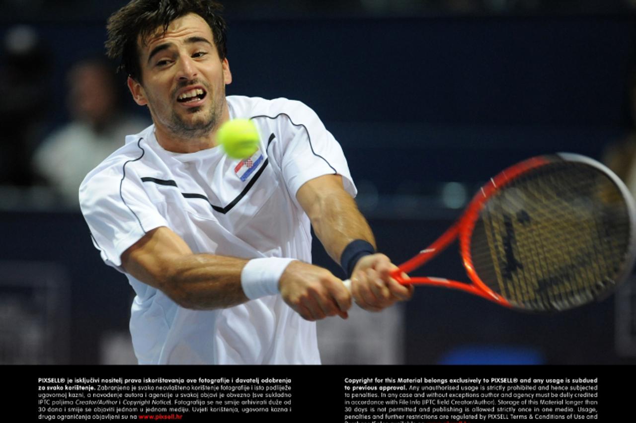 '08.02.2013., Dom sportova, Zagreb - ATP teniski turnir PBZ Zagreb Indoors 2013. Ivan Dodig CRO vs Mikhail Youzhny RUS.   Photo: Daniel Kasap/PIXSELL'