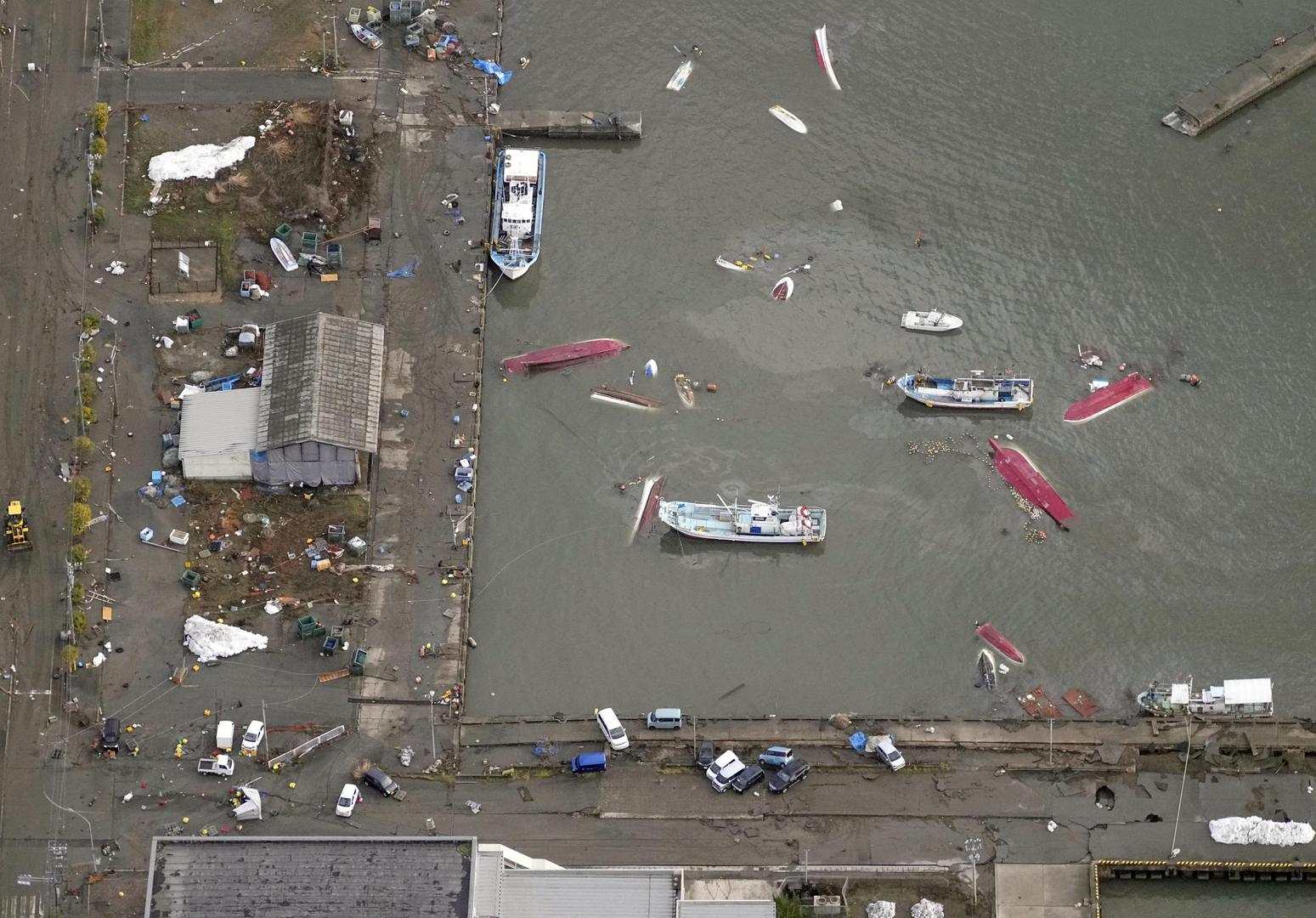 Tsunami devastated port is seen in Suzu, Ishikawa prefecture, Japan January 2, 2024, in this photo released by Kyodo. Mandatory credit Kyodo/via REUTERS   ATTENTION EDITORS - THIS IMAGE HAS BEEN SUPPLIED BY A THIRD PARTY. MANDATORY CREDIT. JAPAN OUT. NO COMMERCIAL OR EDITORIAL SALES IN JAPAN. Photo: KYODO/REUTERS