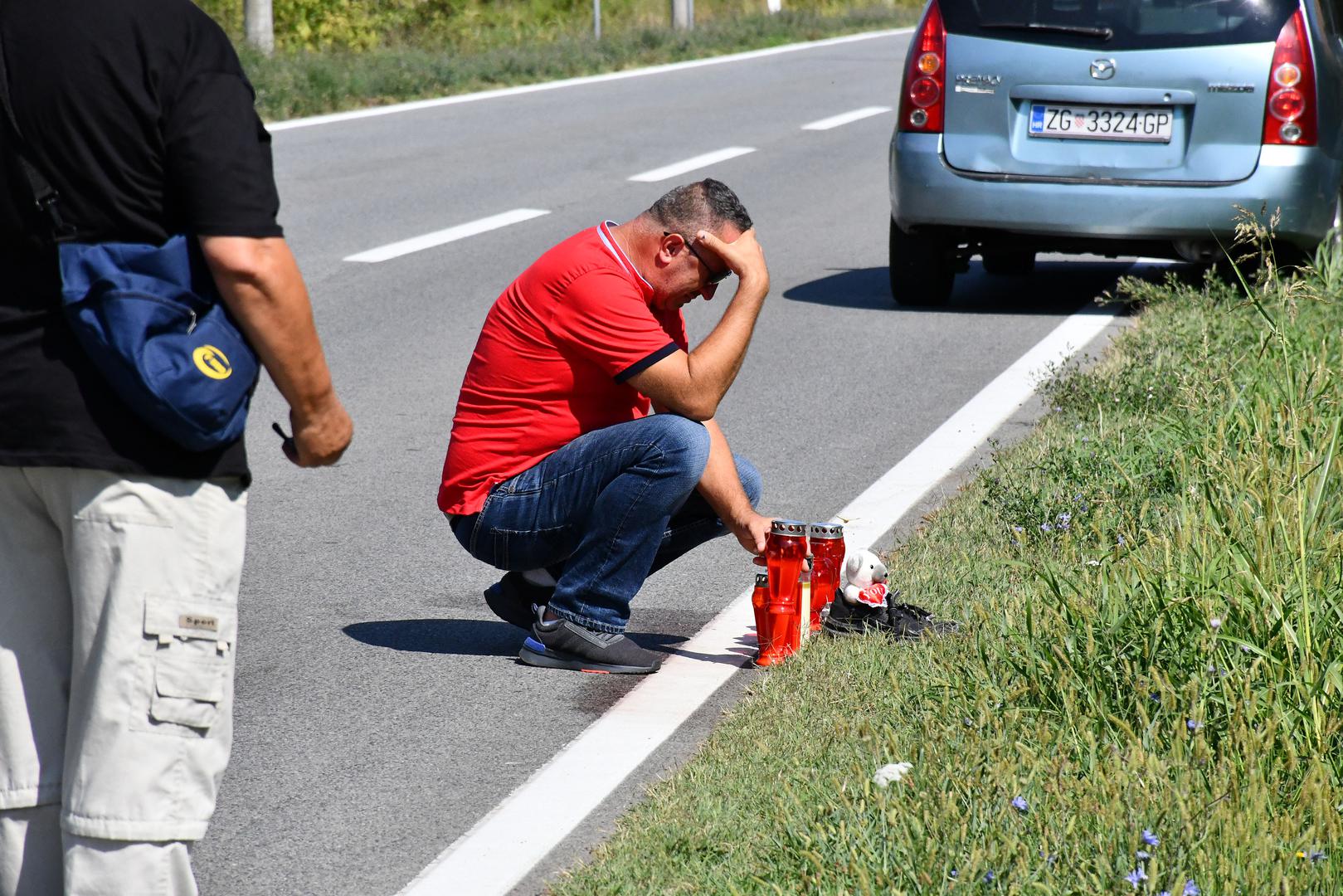 24.08.2024.,  Cage - Mjesto gdje je u petak navecer poginuo dječak (13) koji se vozio biciklom,. Na njega je automobilom naletio alkoholizirani vozac koji se udaljio s mjesta nesrece. Photo: Ivica Galovic/PIXSELL