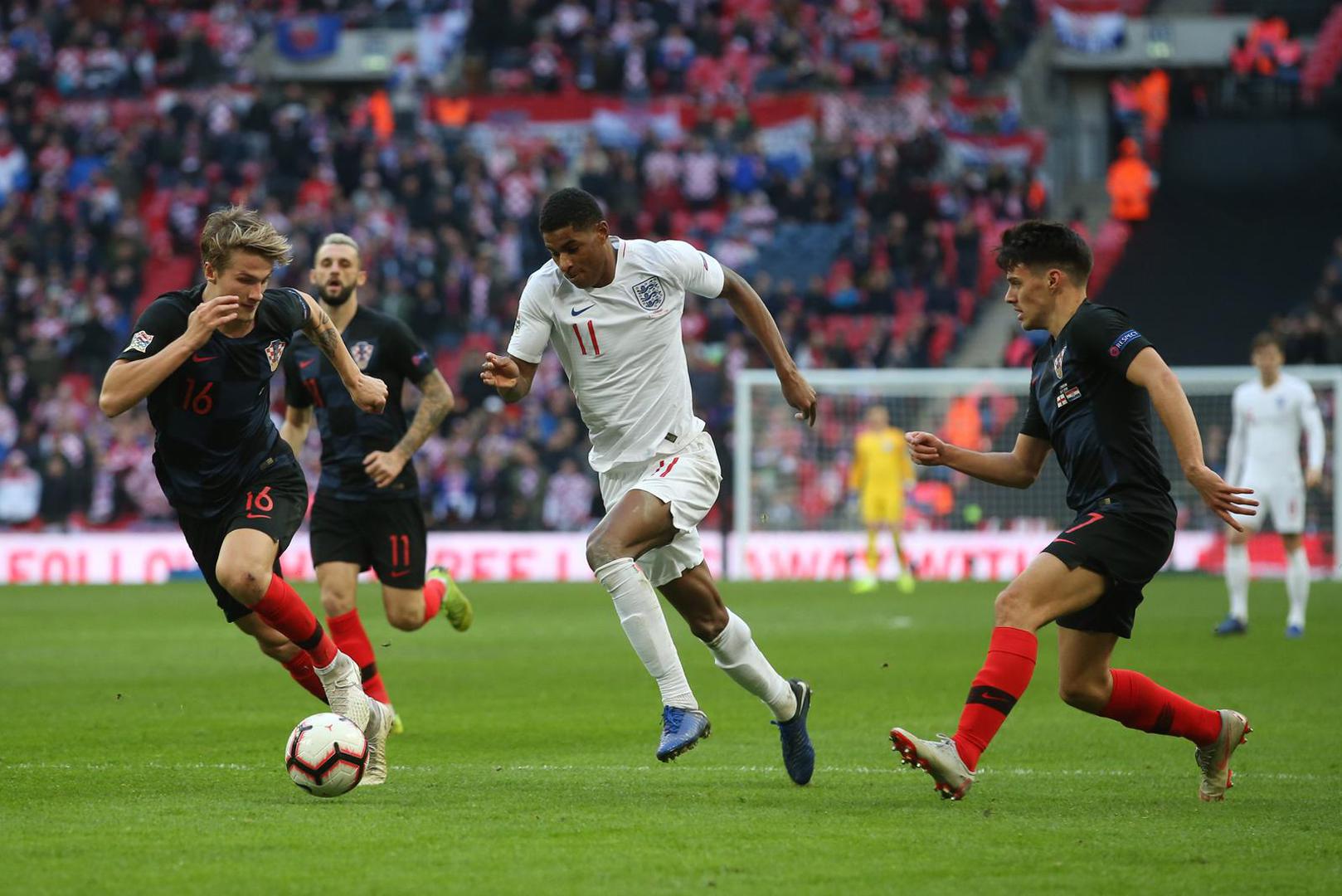 ENG, UEFA Nations League, England vs Kroatien 18.11.2018, Wembley Station, London, ENG, UEFA Nations League, England vs Kroatien, Liga A, Gruppe 4, im Bild Marcus Rashford of England in action // Marcus Rashford of England in action during the Nations League, League A, Group 4 match between England and Croatia at the Wembley Station in London, England on 2018/11/18. EXPA Pictures © 2018, PhotoCredit: EXPA/ Focus Images/ Paul Chestertonr"nr"n*****ATTENTION - for AUT, GER, FRA, ITA, SUI, POL, CRO, SLO only***** EXPA/ Focus Images/ Paul Chesterton 