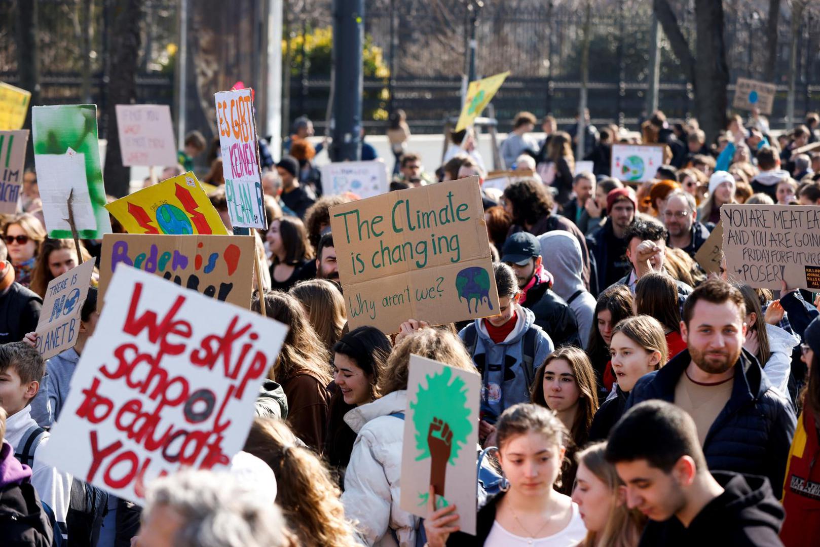 People attend a protest as part of the Global Climate Strike of the movement 'Fridays for Future', in Vienna, Austria March 3, 2023. REUTERS/Leonhard Foeger Photo: LEONHARD FOEGER/REUTERS