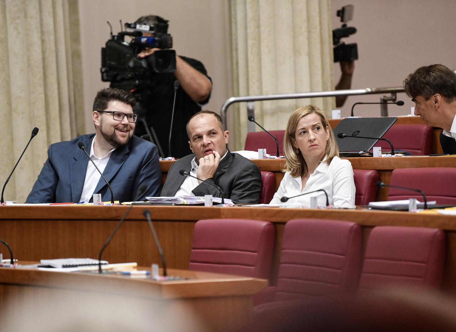 22.07.2023., Zagreb - Drugi dan izvanredne sjednica Sabora na temu plinske afere u HEP-u. Pedja Grbin, Sinisa Hajdas Doncic, Mirela Ahmetovic Photo: Josip Regovic/PIXSELL