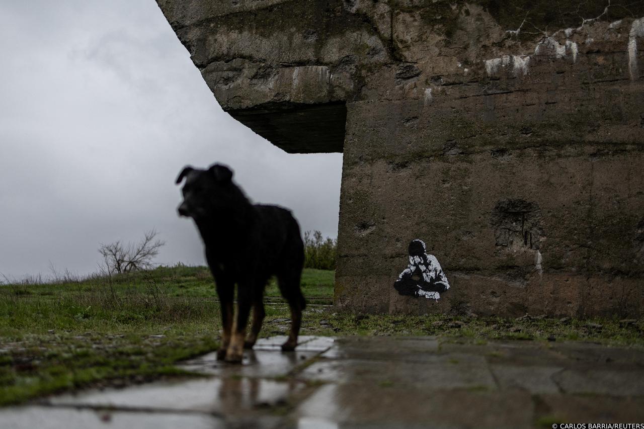 An apartment building destroyed by Russian shelling is seen in the outskirts of Izium, in Kharkiv region, Ukraine