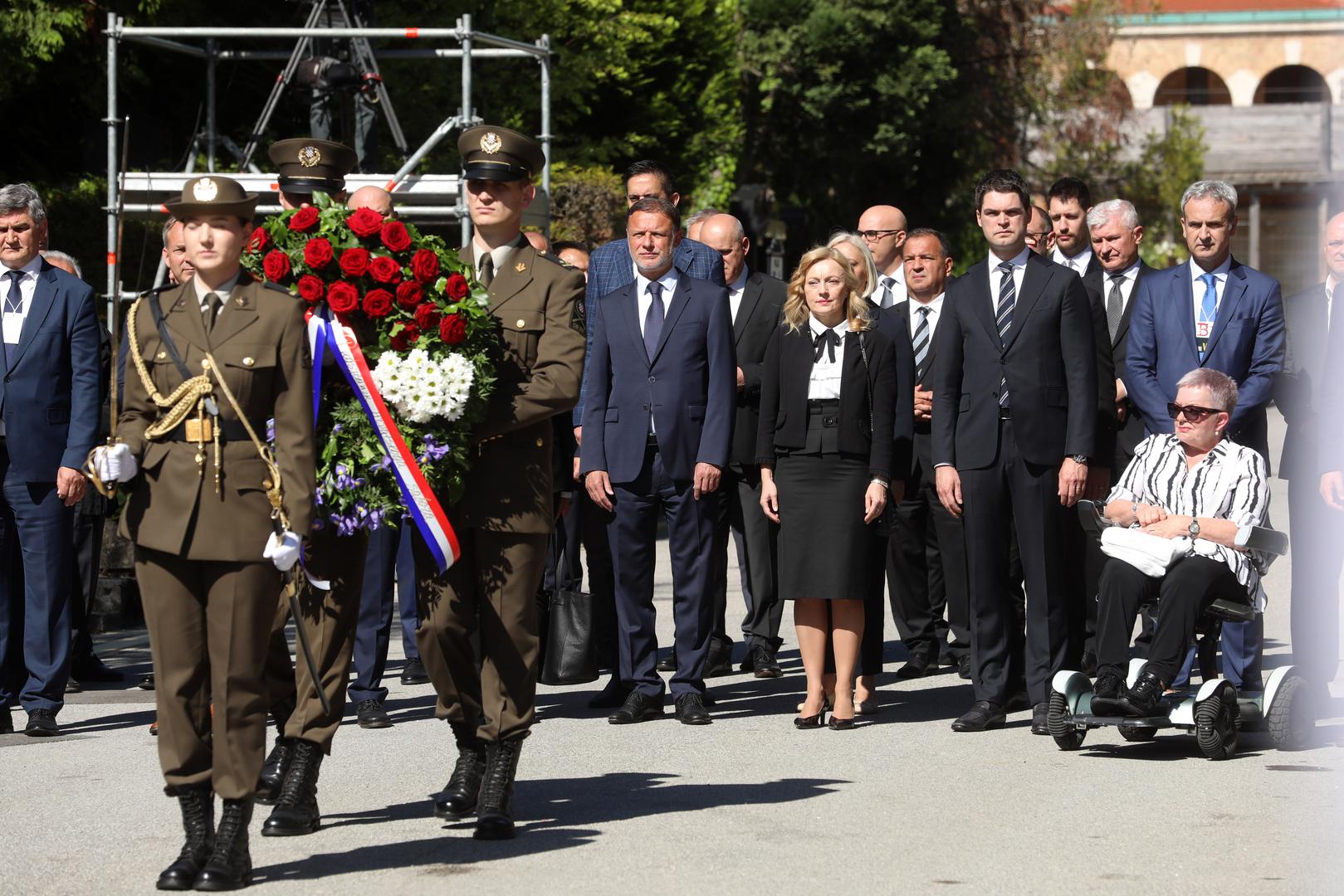 18.05.2024., Zagreb - Komemoracija za zrtve Bleiburske tragedije i Kriznog odrzana je kod Sredisnjeg kriza na groblju Mirogoj. Gordan Jandrokovic, Marijana Petir, Branko Bacic, Vili Beros, Karlo Ressler, Ljubica Lukacic Photo: Robert Anic/PIXSELL