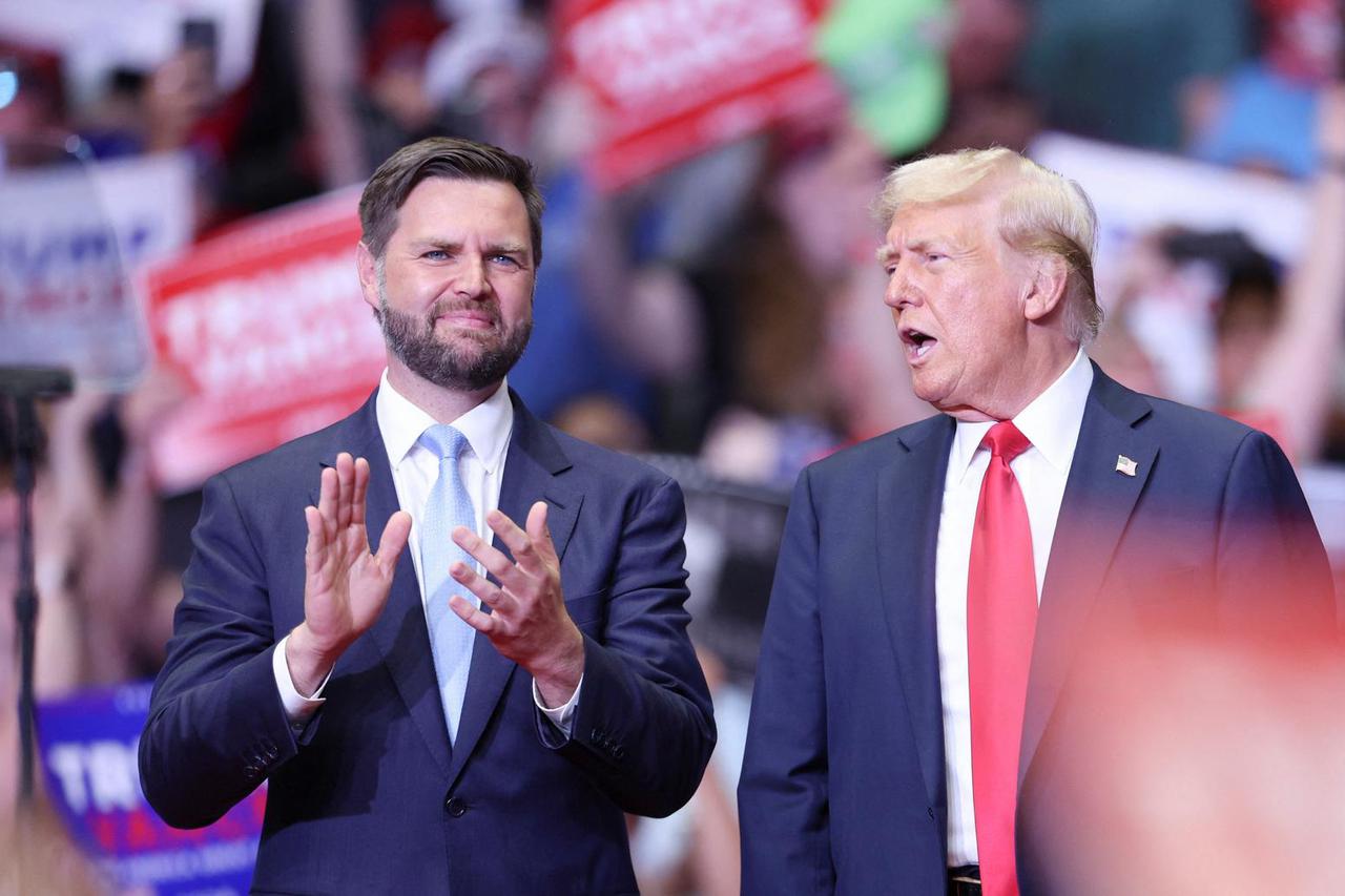 Republican presidential nominee Trump holds a campaign rally with his running mate Vance for the first time, in Grand Rapids